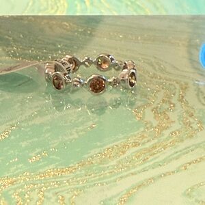 Elegant Silver and Orange Gemstone Ring